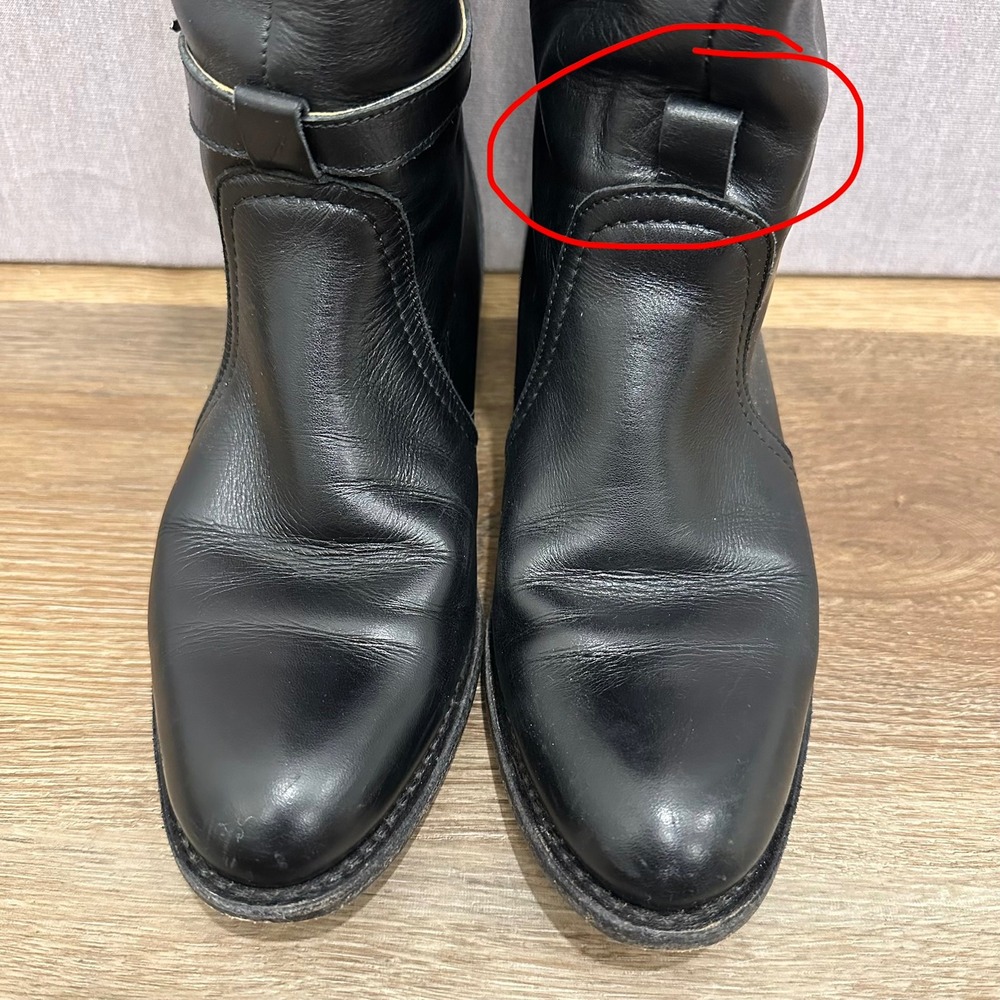 FRYE Women Black Leather Riding Boots‎ Genuine Goodyear Welt Size 6.5 READ - Picture 4 of 13